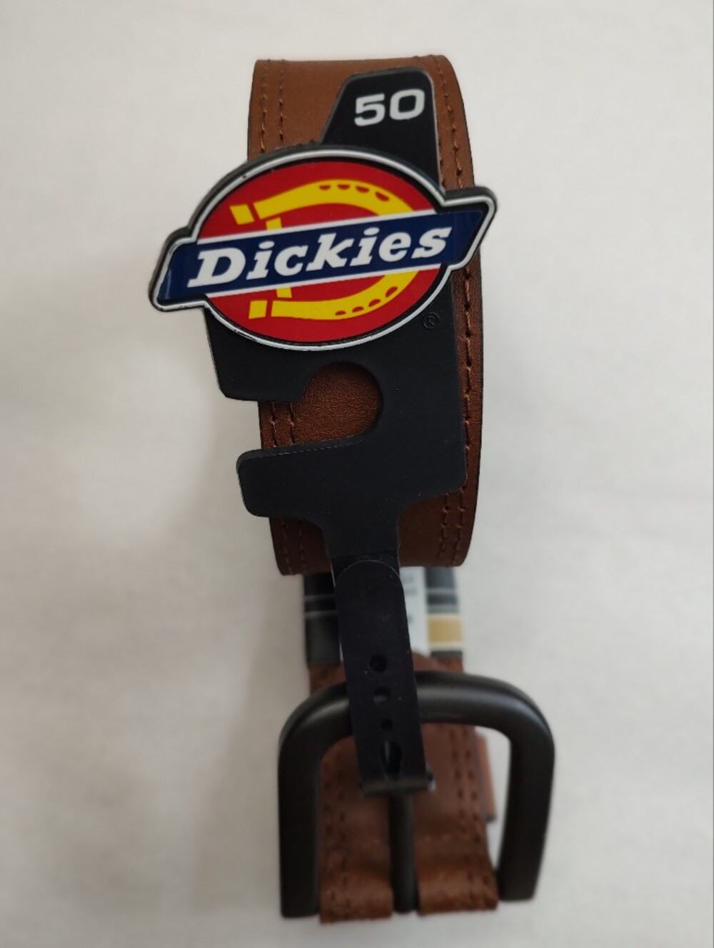 New W/Tags Dickies Adj Leather Belt Men's Size 50 - 1.3/16" Wide Dk Grey Buckle